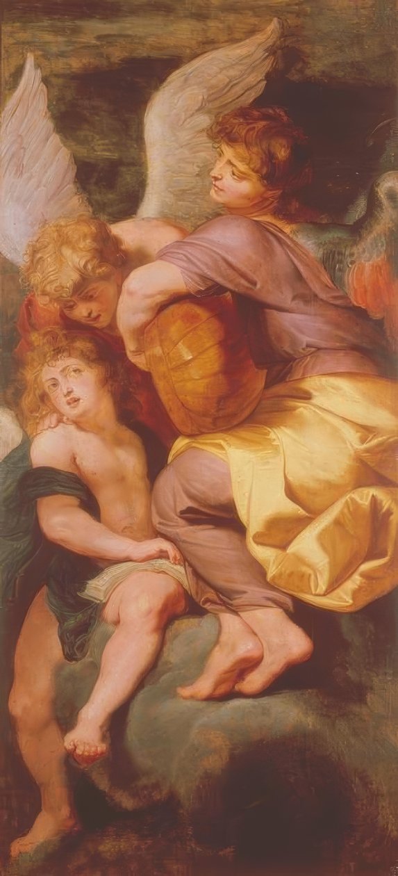 Trzy anioły tworzące muzykę autorstwa Peter Paul Rubens