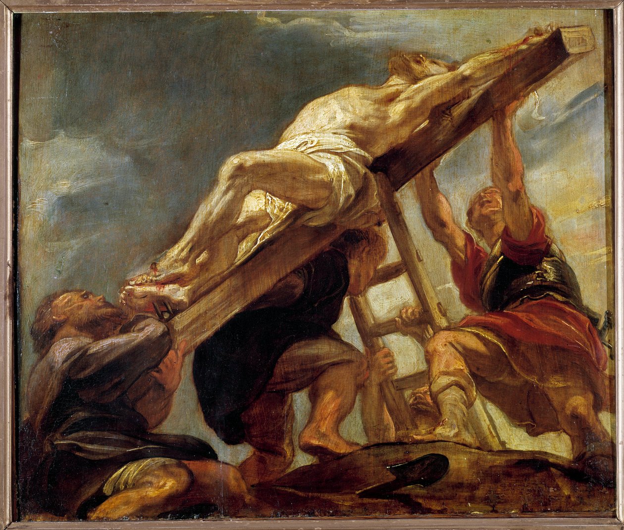Elewacja krzyża (szkic przedziału stropu kościoła Jezuitów w Antwerpii) Obraz Pierre Paul (Pierre-Paul) Rubens (lub Peter Paul lub Petrus Paulus) (1577-1640) 1620 nd. 0,32x0,37 m . autorstwa Peter Paul Rubens