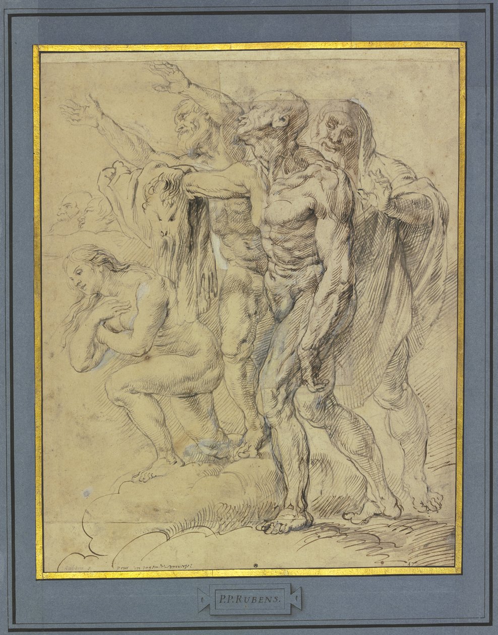 Eva, Maria Magdalena, der Heilige Bartholomäus und ein weiterer für ein Jüngstes Gericht autorstwa Peter Paul Rubens
