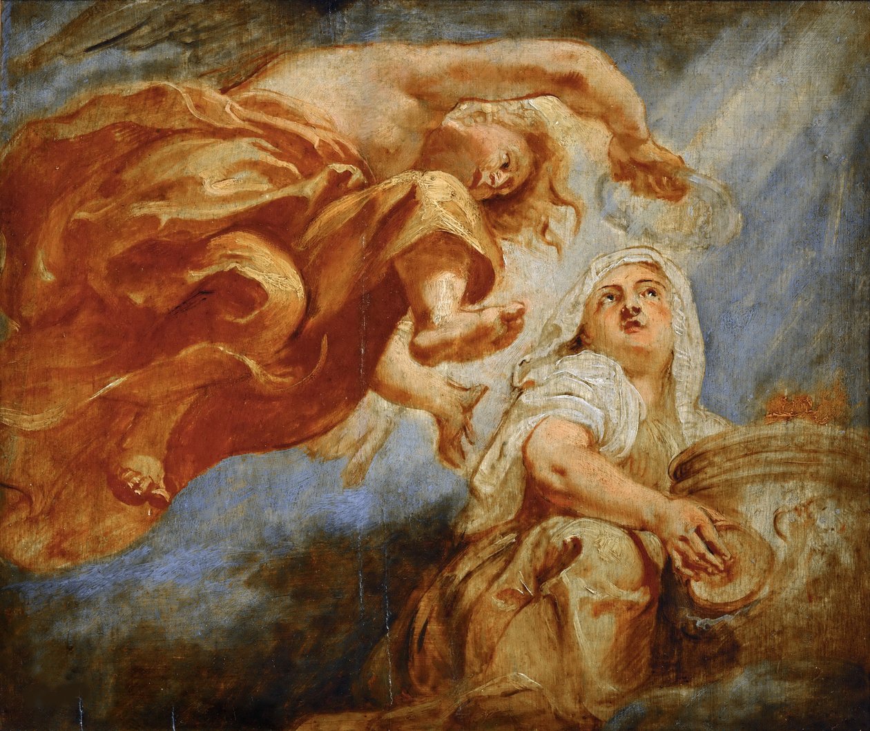 Geniusz wieńczący religię. Szkic do Apoteozy króla Jakuba I autorstwa Peter Paul Rubens