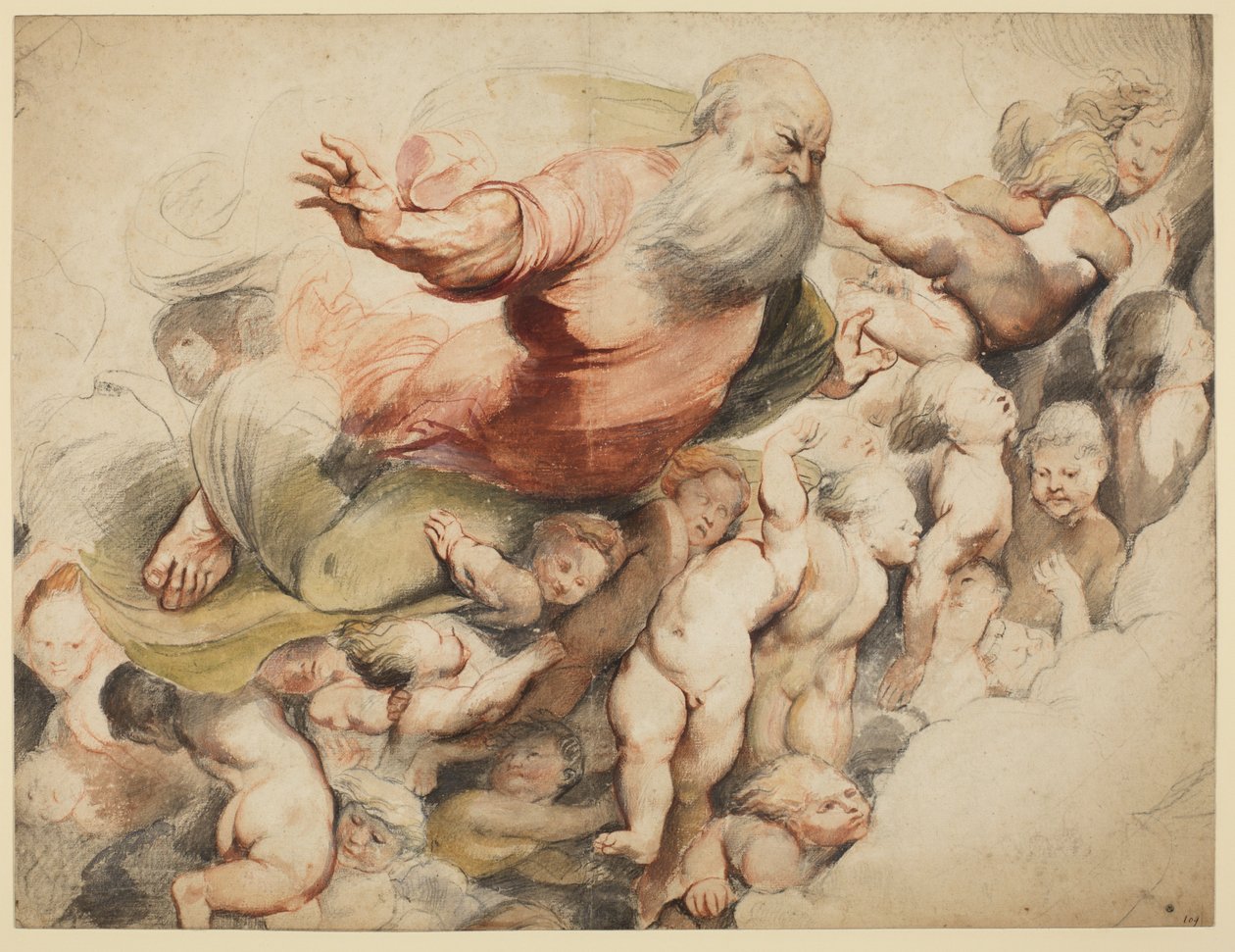 Bóg Ojciec wspierany przez anioły, za Pordenone, 1600-03 autorstwa Peter Paul Rubens