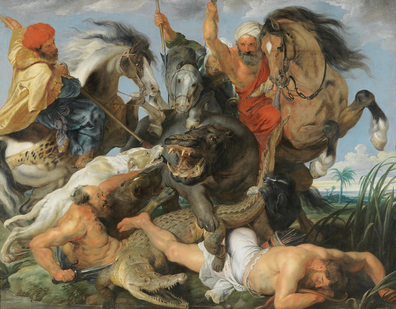 Polowanie na hipopotama i krokodyla autorstwa Peter Paul Rubens