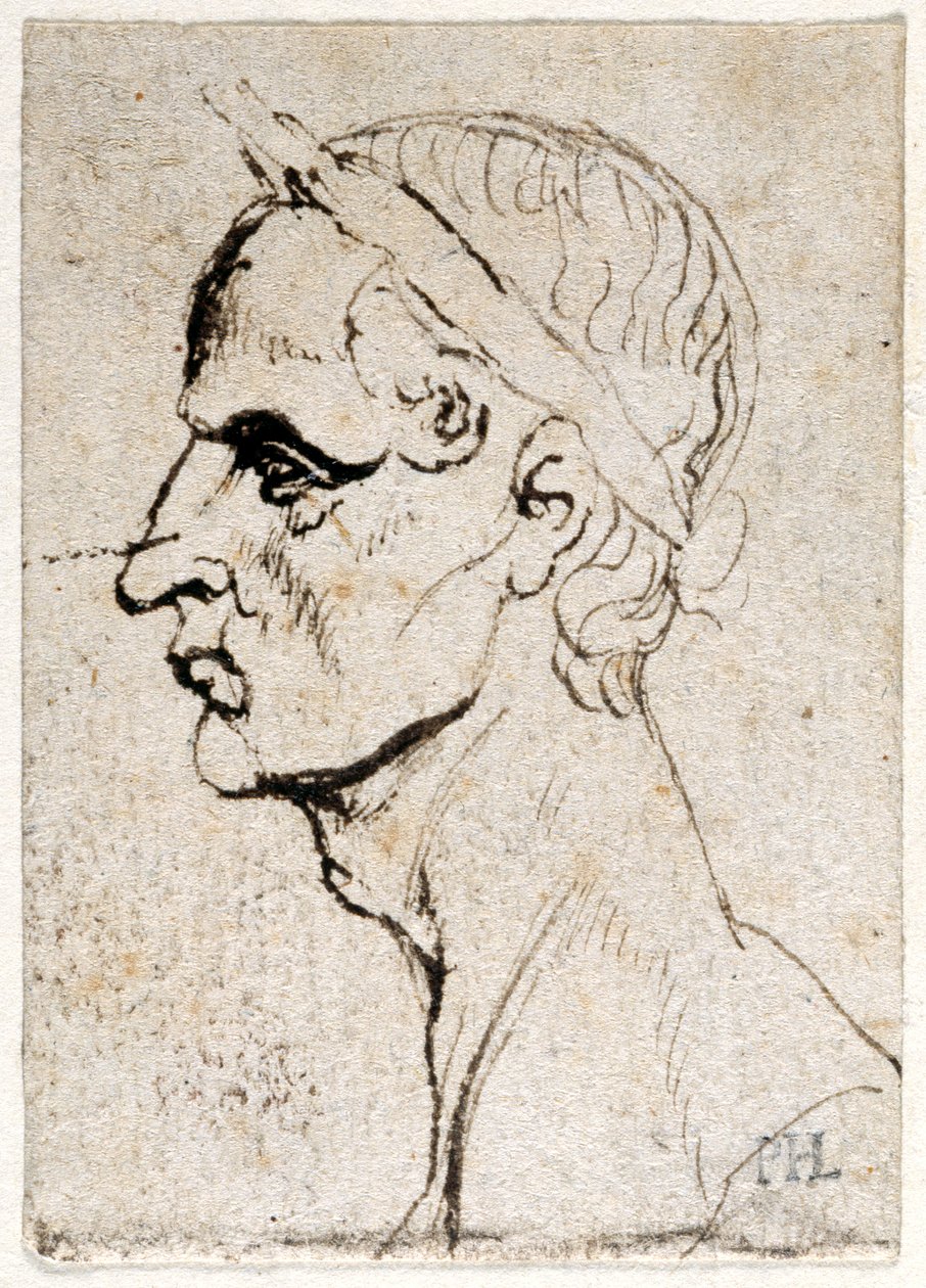 Juliusz Cezar, z dziesięciu rysunków ośmiu z pierwszych dwunastu Cezarów, według medali Giovanniego da Cavino (pióro i atrament na papierze) autorstwa Peter Paul Rubens