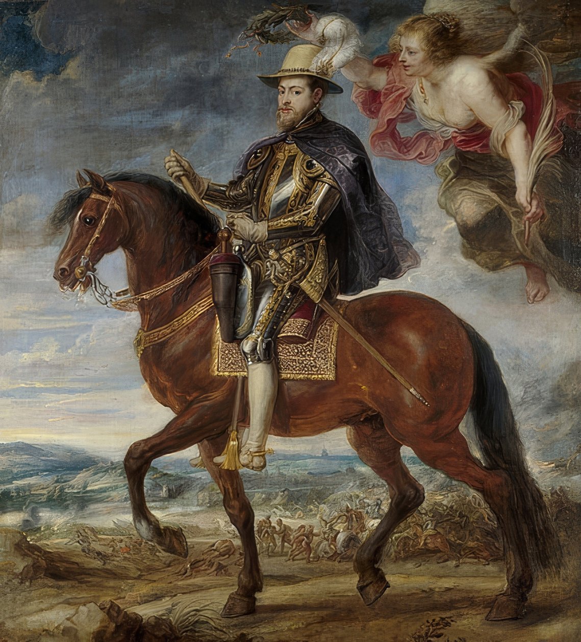 Król Hiszpanii Filip II (1527-1598) na koniu. 1628 autorstwa Peter Paul Rubens