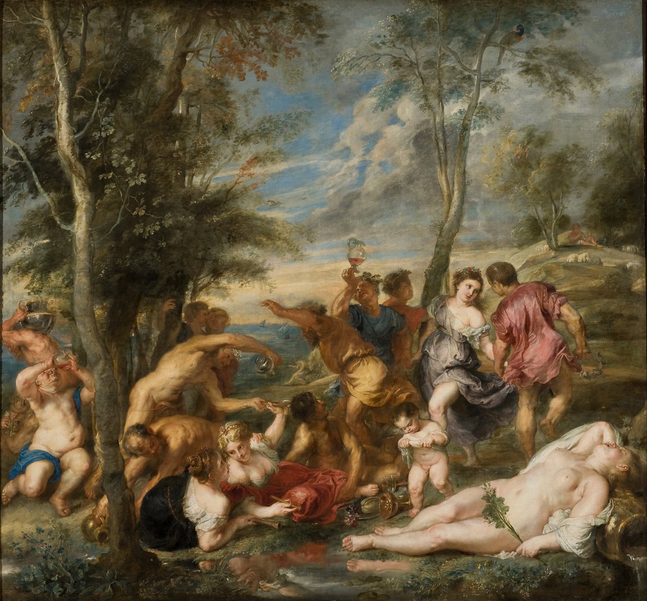 La Bacchanale des Andriens (et Ariane endormie) - Bachanalia Andrian - Rubens, Pieter Paul (1577-1640) - 1630 - Olej na płótnie - 200x215 - Muzeum Narodowe w Sztokholmie autorstwa Peter Paul Rubens