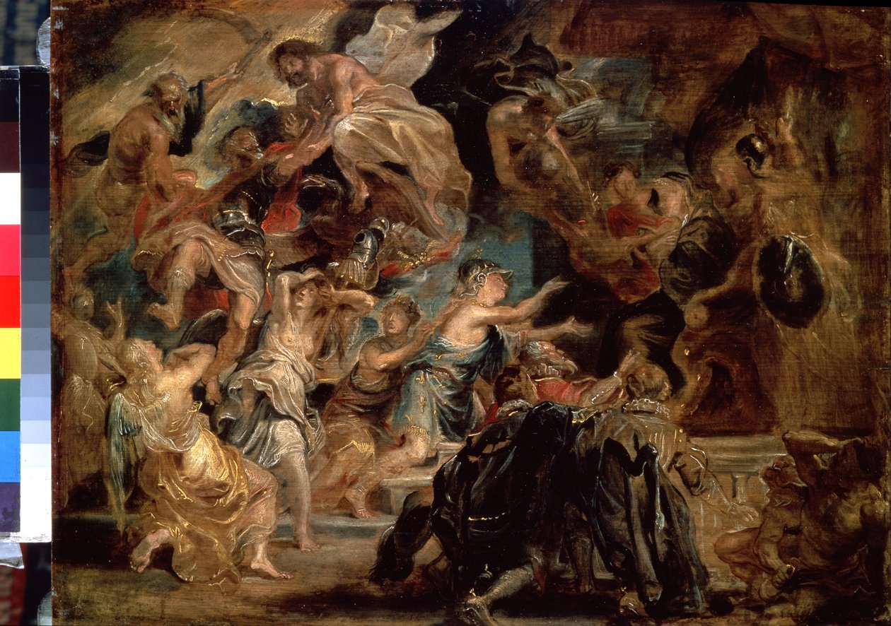 Śmierć Henryka IV (1553-1610) i proklamacja regencji (śmierć Henryka IV i proklamacja regencji). Obraz Petera Paula (Pierre-Paul) Rubensa (lub Peter Paul lub Petrus Paulus) (1577-1640). Olej na drewnie, 48 x 65 cm autorstwa Peter Paul Rubens