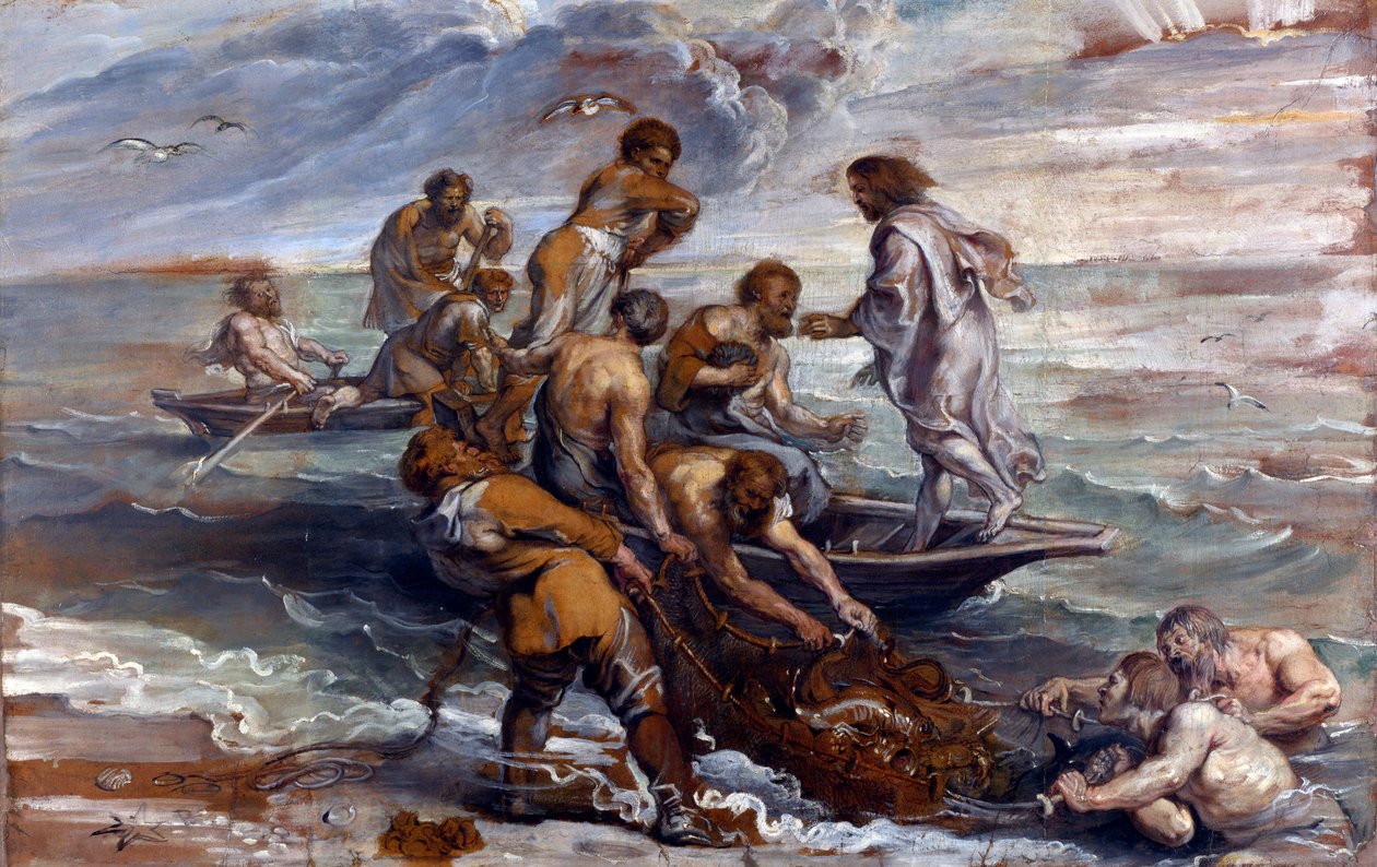 ""La peche miraculouse"" (Cudowny wywar ryb) Obraz Pietera Paula Rubensa (1577-1640) 1618-1619 Dim 55x85 cm London National Gallery autorstwa Peter Paul Rubens