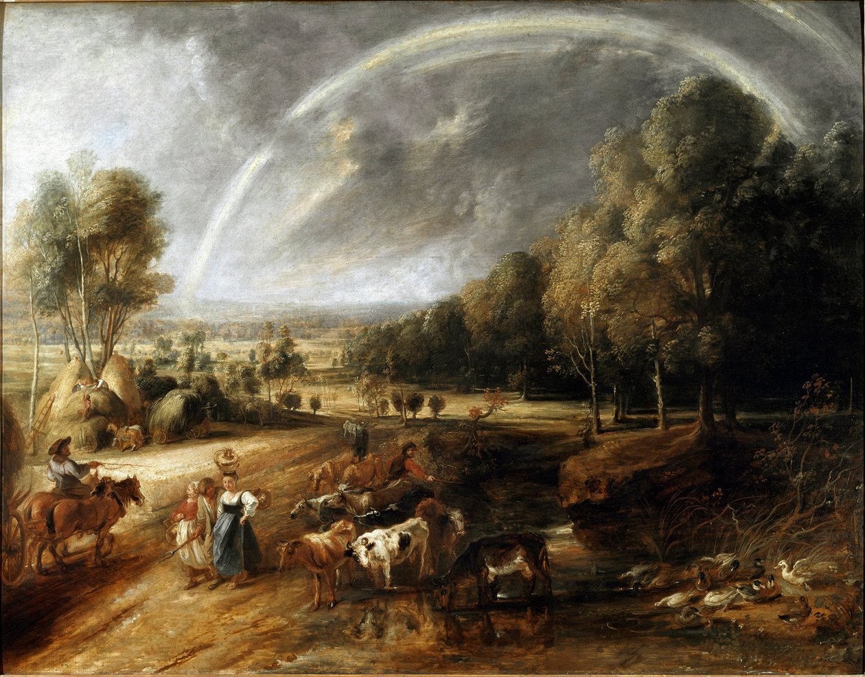 Pejzaż z obrazem tęczowym autorstwa Petera Paula (Pierre-Paul) Rubensa (lub Peter Paul lub Petrus Paulus) (1577-1640) ok. 1638 wym. 94x123 cm Alte Pinakothek, Bayerische Staatsgemaeldesammlungen, Monachium, Niemcy autorstwa Peter Paul Rubens