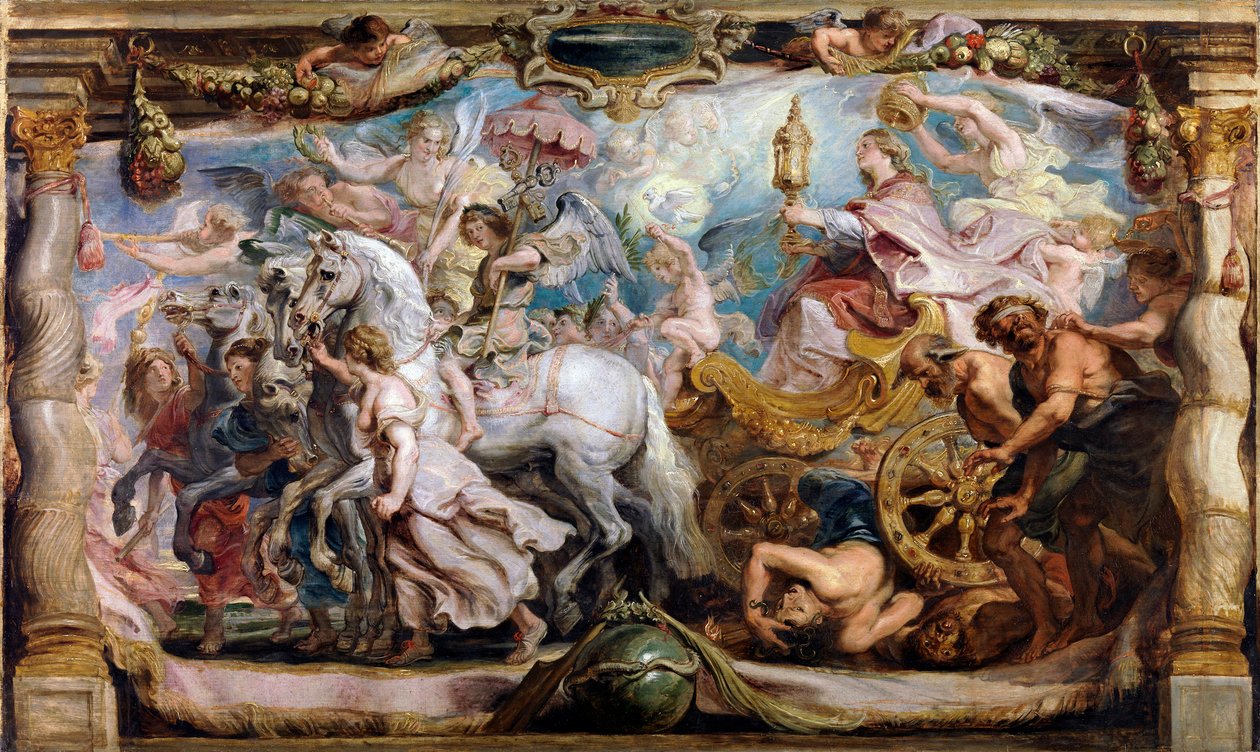 „Triumf Kościoła nad furią, niezgodą i nienawiścią” – obraz Petera Paula (Pierre-Paul) Rubensa (lub Petera Paula lub Petrusa Paulusa) (1577-1640) XVII wiek. Madryt, Muzeum Prado - Triumf Kościoła Rubensa, Pieter Paul (1577-164 autorstwa Peter Paul Rubens