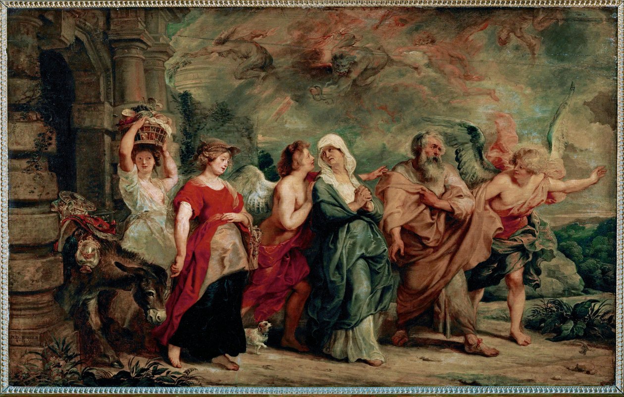 Lot i jego rodzina opuszczają Sodomę autorstwa Peter Paul Rubens