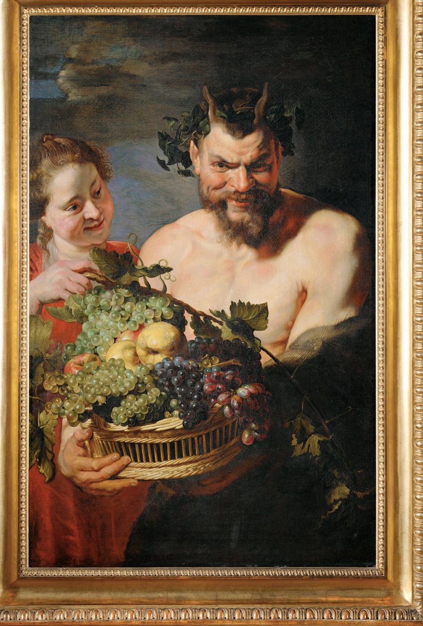 Menada i satyr z koszem owoców (obraz na płótnie) autorstwa Peter Paul Rubens