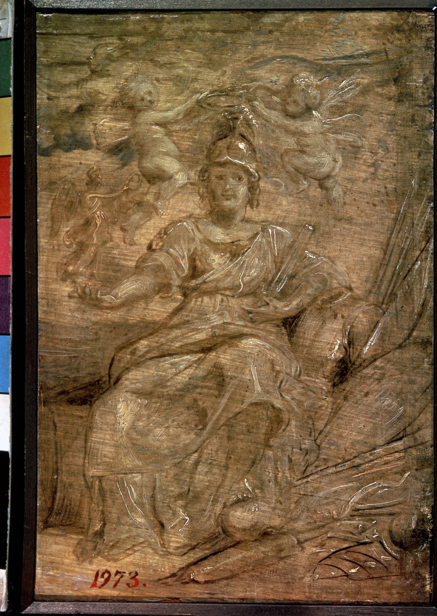 Marie de Medici (1575-1642) en Pallas Atena (Marie de Medici jako Pallas Atena). Peinture de Pierre Paul (Pierre-Paul) Rubens (ou Peter Paul ou Petrus Paulus) (1577-1640). Olej na drewnie, 22,5 x 15 cm autorstwa Peter Paul Rubens