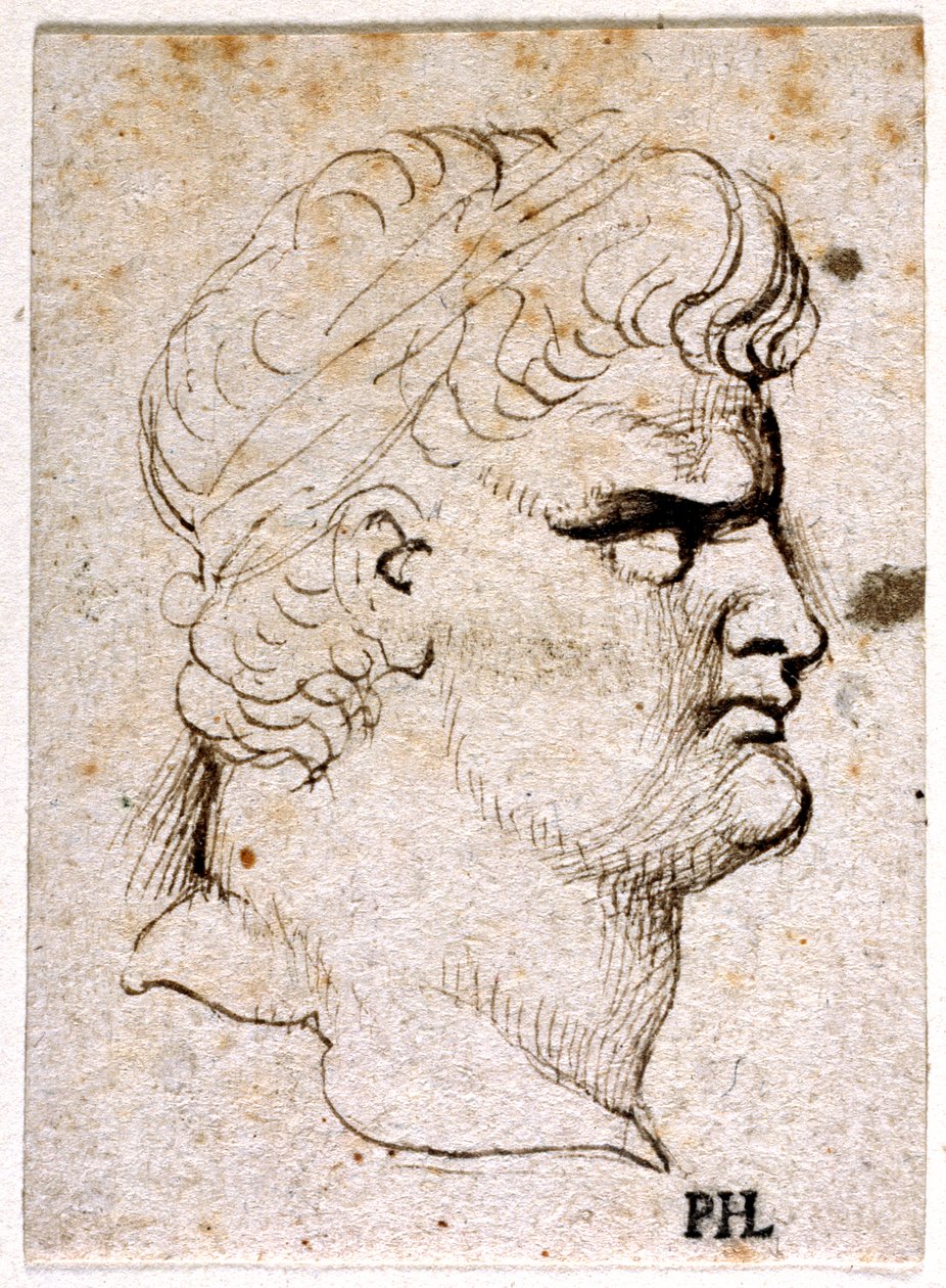 Nero, z dziesięciu rysunków ośmiu z pierwszych dwunastu Cezarów, według medali Giovanniego da Cavino (pióro i atrament na papierze) autorstwa Peter Paul Rubens