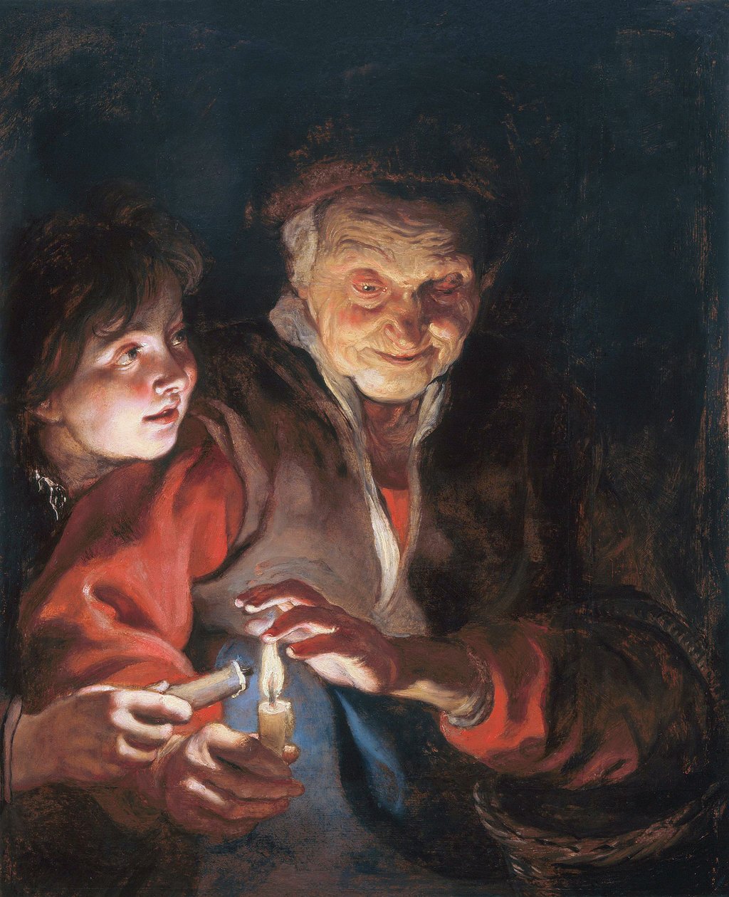 Starsza kobieta i chłopiec ze świecami autorstwa Peter Paul Rubens