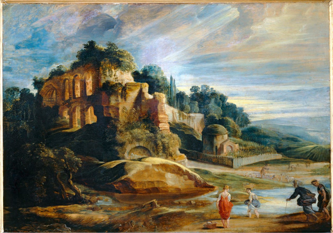 Pejzaż z ruinami Palatynu w Rzymie (obraz na drewnie) autorstwa Peter Paul Rubens