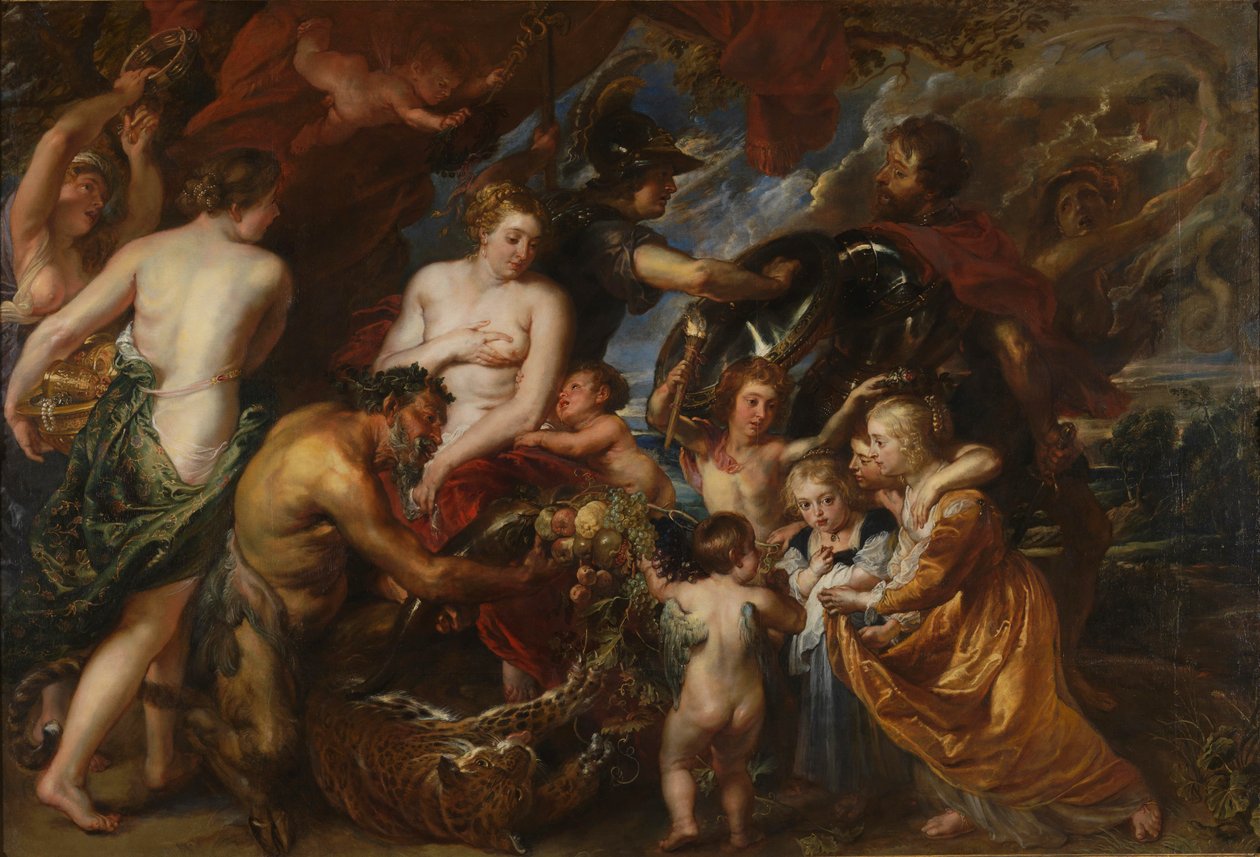 Pokój i wojna, Minerwa chroniąca pokój z Marsa (olej na płótnie) autorstwa Peter Paul Rubens