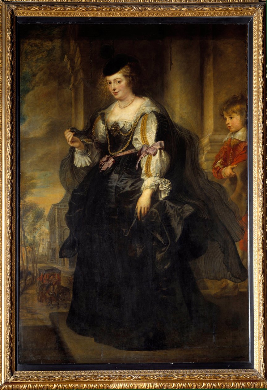 Portret Helene Fourment na powozie. Helene Fourment (1614-1673), druga żona malarza. Obraz Pierre Paul (Pierre-Paul) Rubens (lub Peter Paul lub Petrus Paulus) (1577-1640), szkoła flamandzka autorstwa Peter Paul Rubens