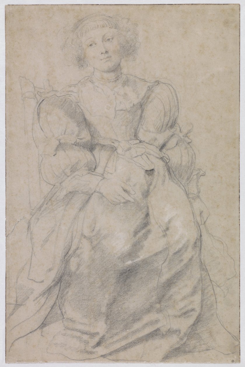 Portret Hélène Fourment, ok. 1630-31 (czarno-czerwona kreda, podkreślona bielą) autorstwa Peter Paul Rubens
