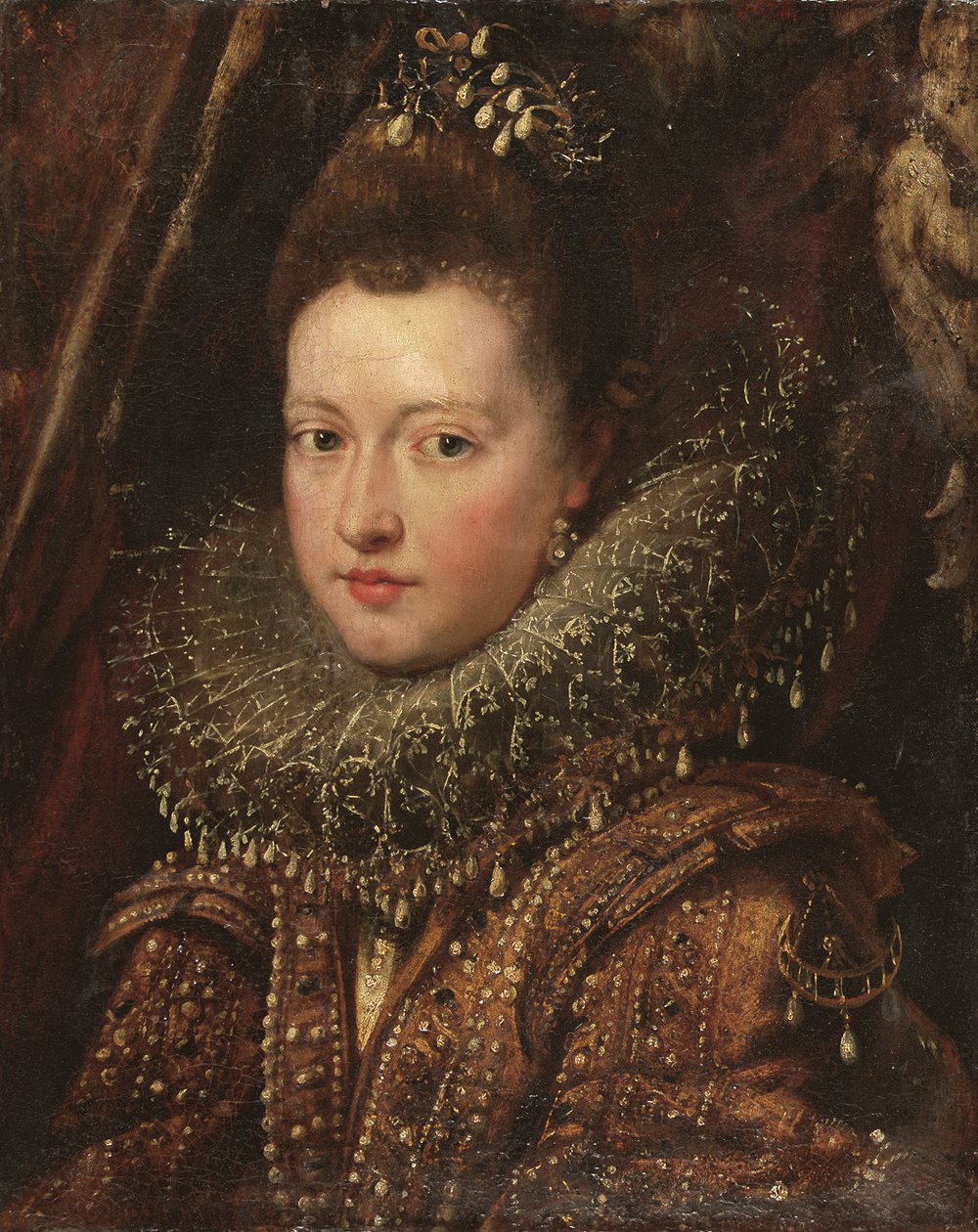 Portret księżniczki Margherity Gonzagi, do popiersia - fragment (olej na płótnie) autorstwa Peter Paul Rubens