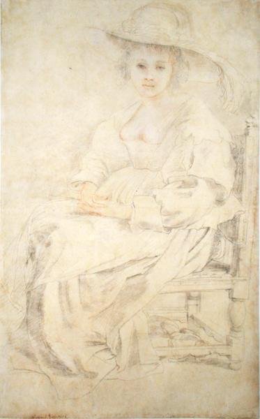 Portret kobiety, prawdopodobnie Helena Fourment, ok. 1630-1635 (czarna i czerwona kreda na papierze) autorstwa Peter Paul Rubens
