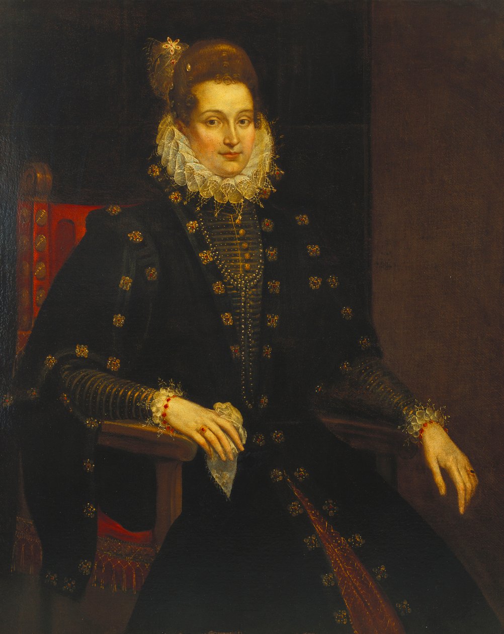 Portret damy siedzącej długości 3/4 w czarnej sukience z kryzą autorstwa Peter Paul Rubens