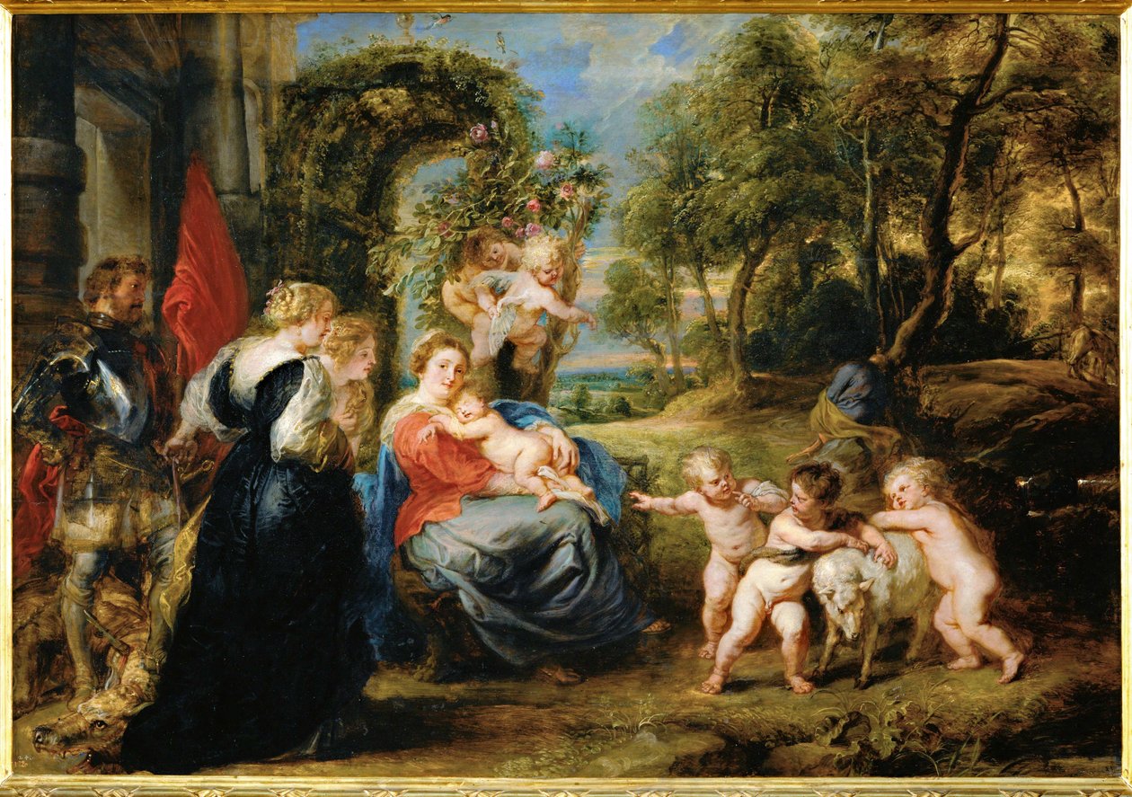 Odpoczynek podczas ucieczki do Egiptu, ok. 1632-35 (obraz na drewnie) autorstwa Peter Paul Rubens