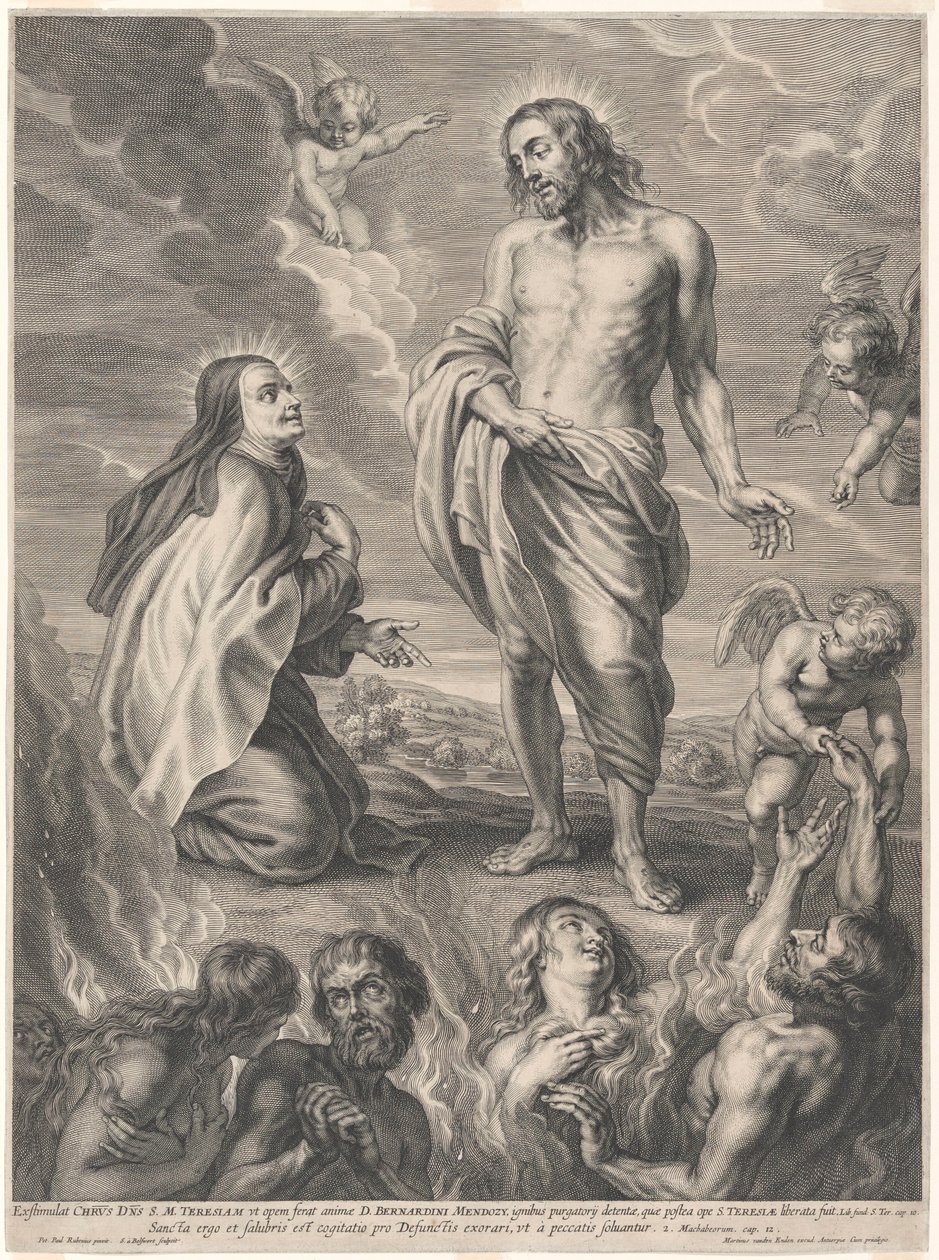 Święta Teresa z Ávili klęcząca przed Chrystusem, wstawiająca się za duszami w czyśćcu autorstwa Peter Paul Rubens