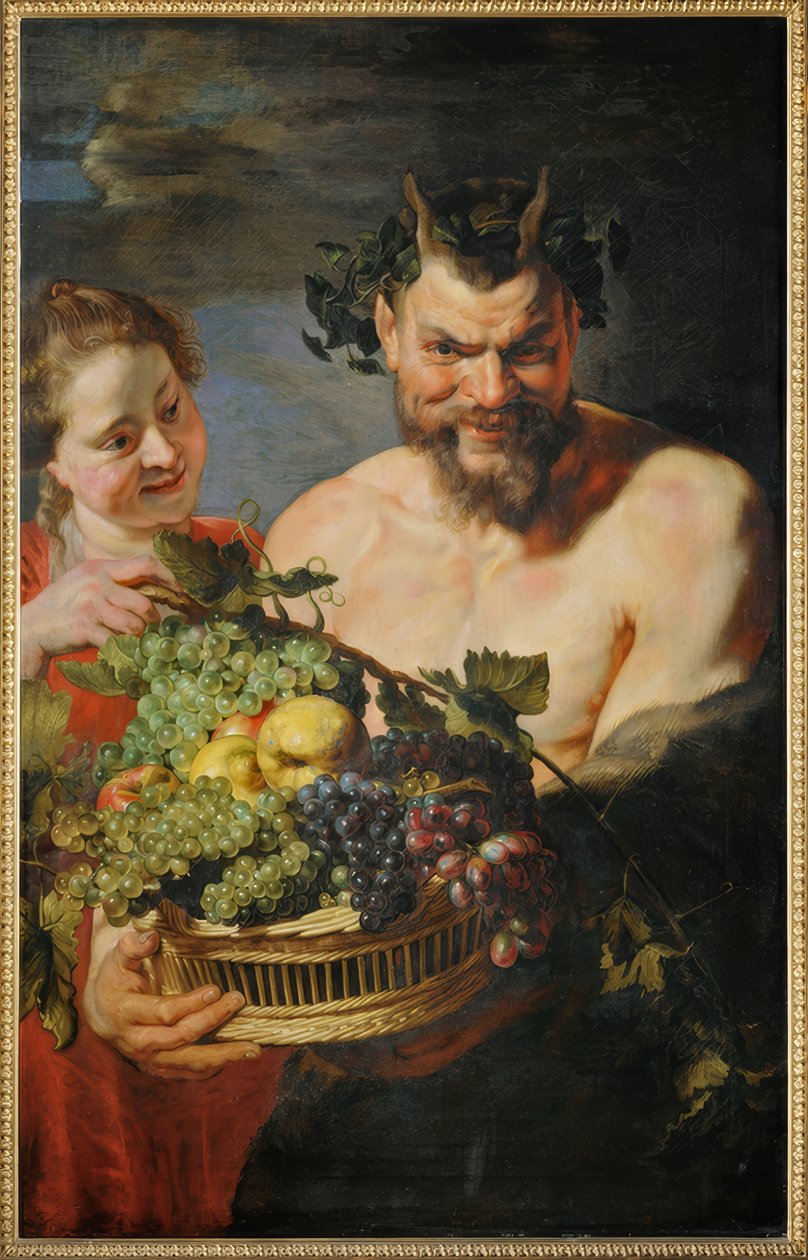 Satyr i dziewczyna z koszem owoców autorstwa Peter Paul Rubens