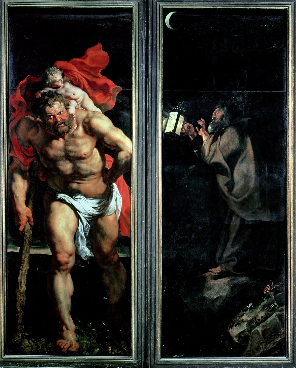 Św. Krzysztof i Pustelnik, zewnętrzne okiennice tryptyku Zejście z Krzyża, 1611-14 autorstwa Peter Paul Rubens