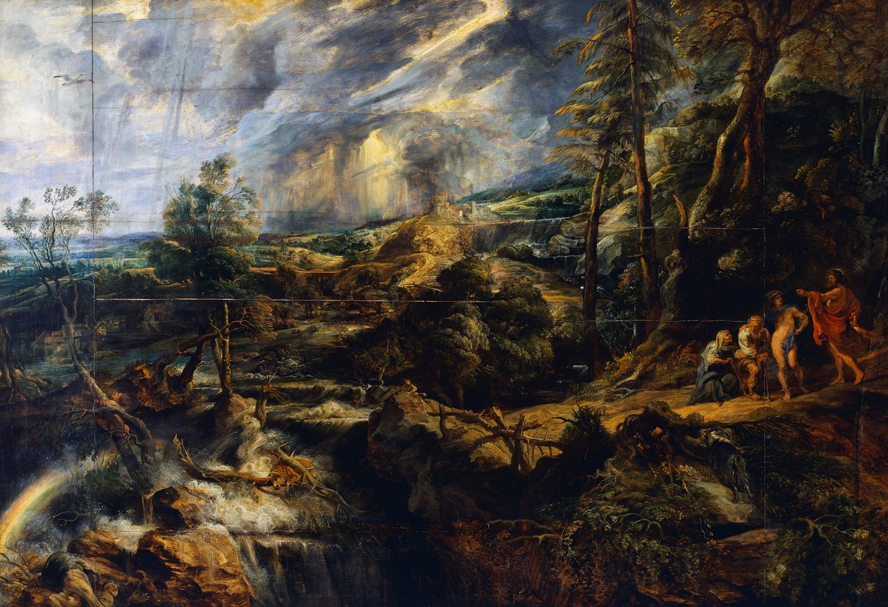 Burzowy krajobraz, ok. 1625 (olej na desce) autorstwa Peter Paul Rubens