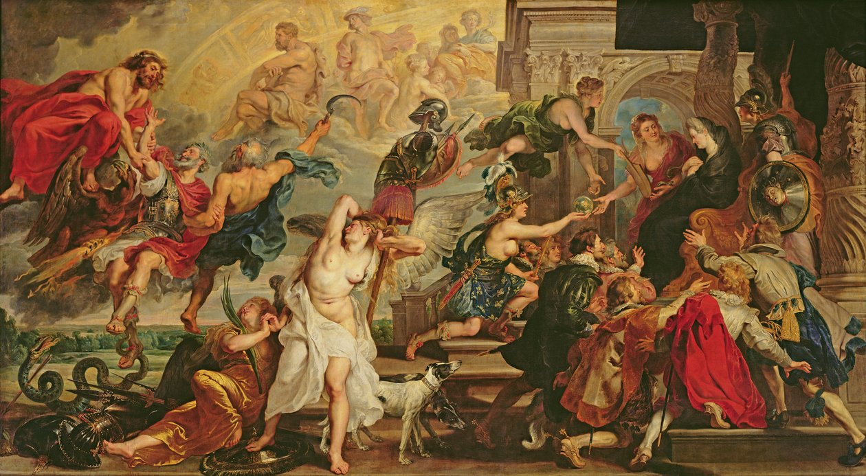 Apoteoza Henryka IV i proklamacja regencji Marii de Medici, 1622-25 autorstwa Peter Paul Rubens