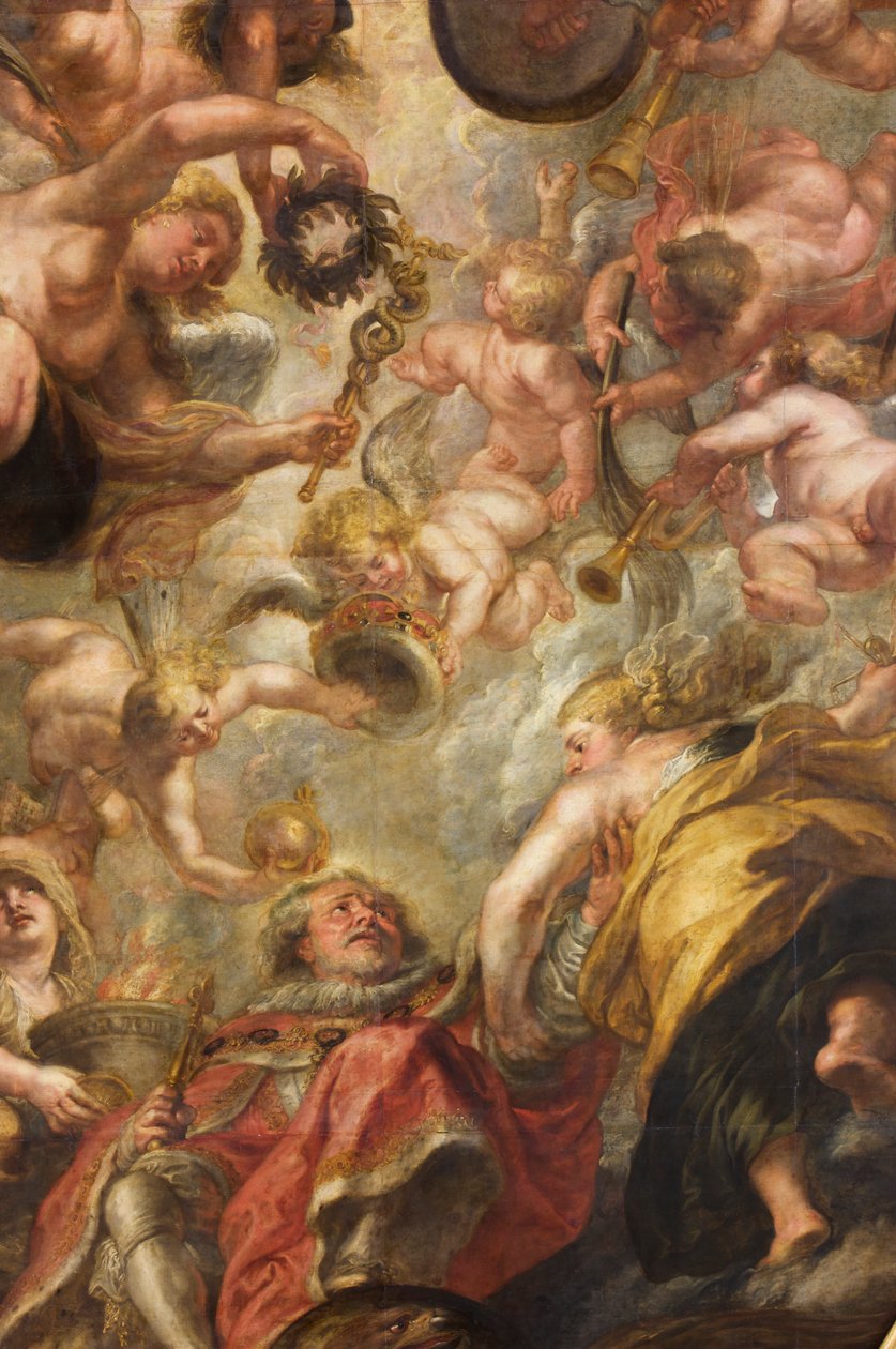 Apoteoza króla Jakuba I, sufit Rubensa, dom bankietowy, Whitehall, ok. 1629-34 (olej na płótnie) autorstwa Peter Paul Rubens