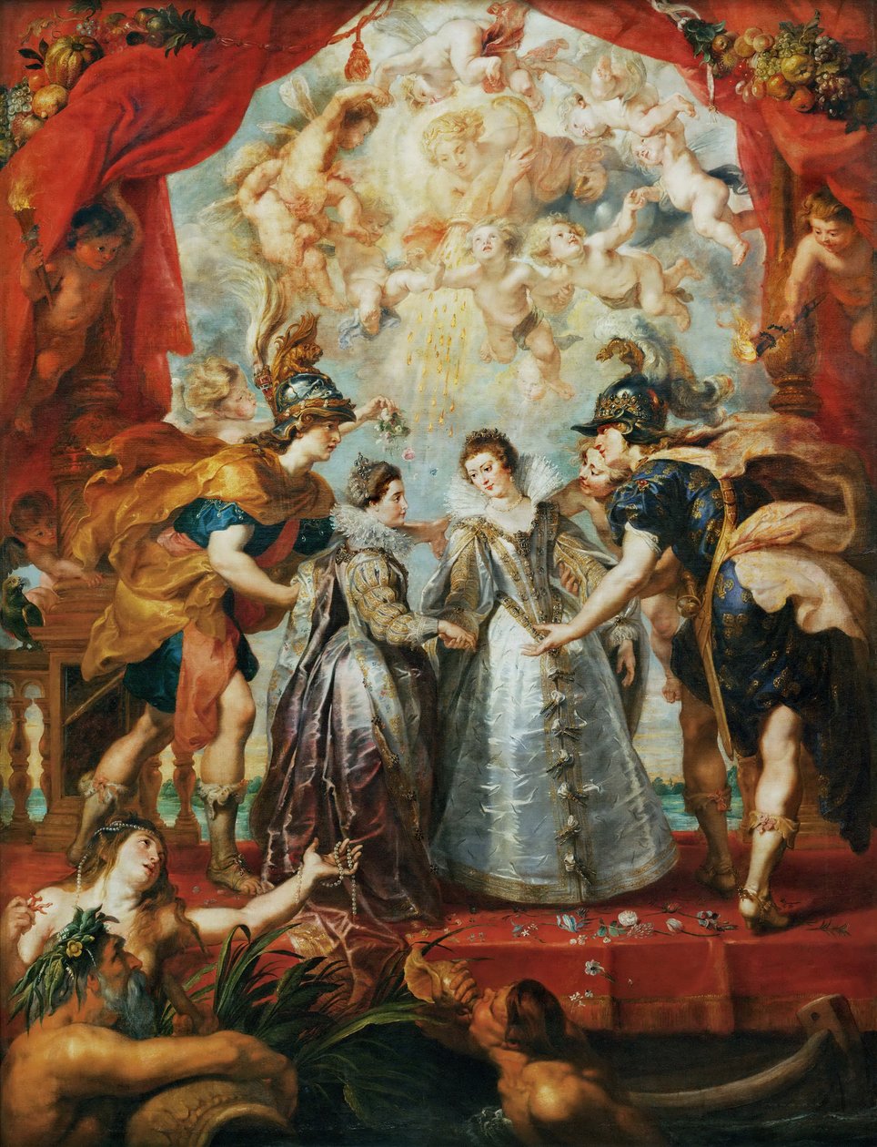 Wymiana księżniczek na granicy z Hiszpanią. Cykl Marii Medyceuszy autorstwa Peter Paul Rubens