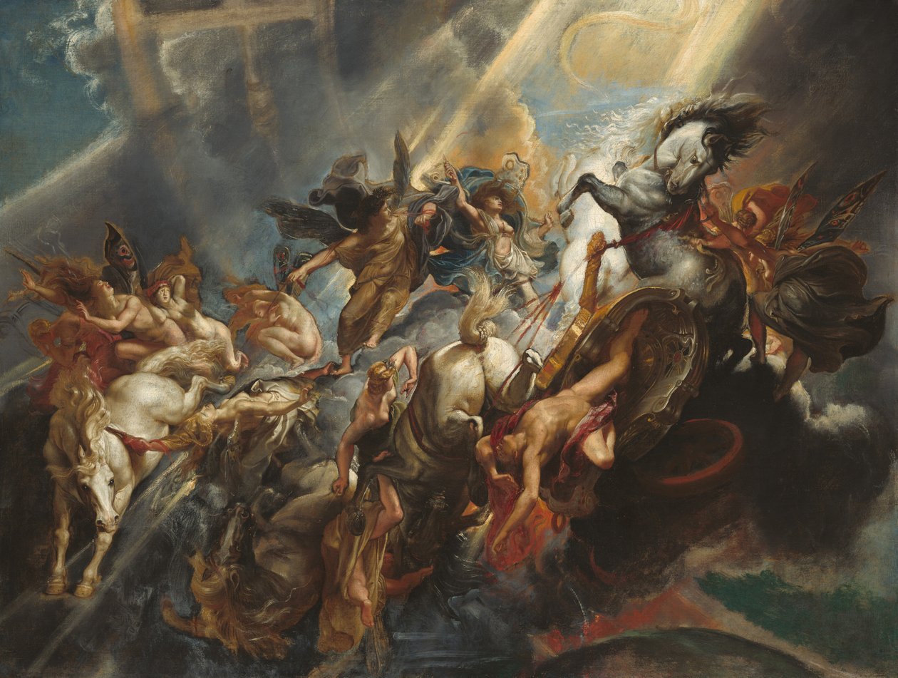 Upadek Faetona, c. 16041605, prawdopodobnie przerobiony ok. 16061608. autorstwa Peter Paul Rubens
