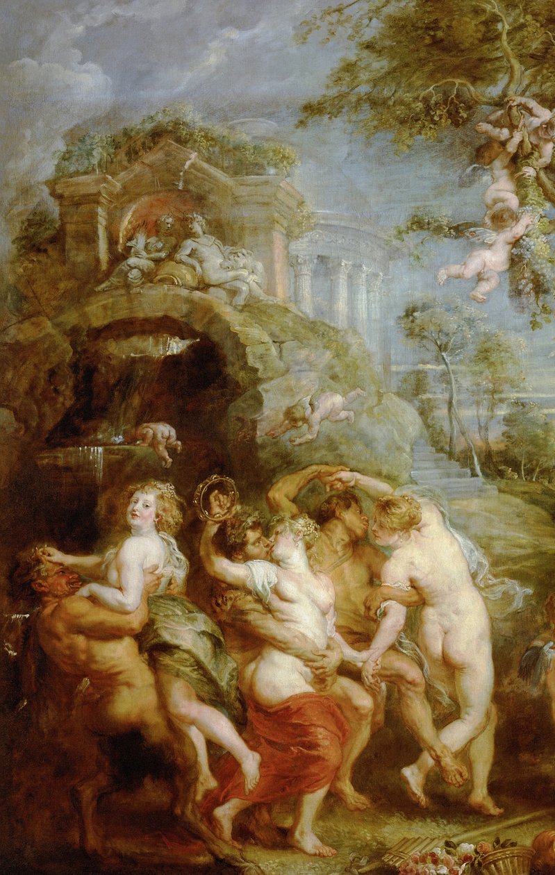 Uczta Wenus Verticordii (Fragment obrazu: scena bachanaliów z nimfami i satyrami) autorstwa Peter Paul Rubens