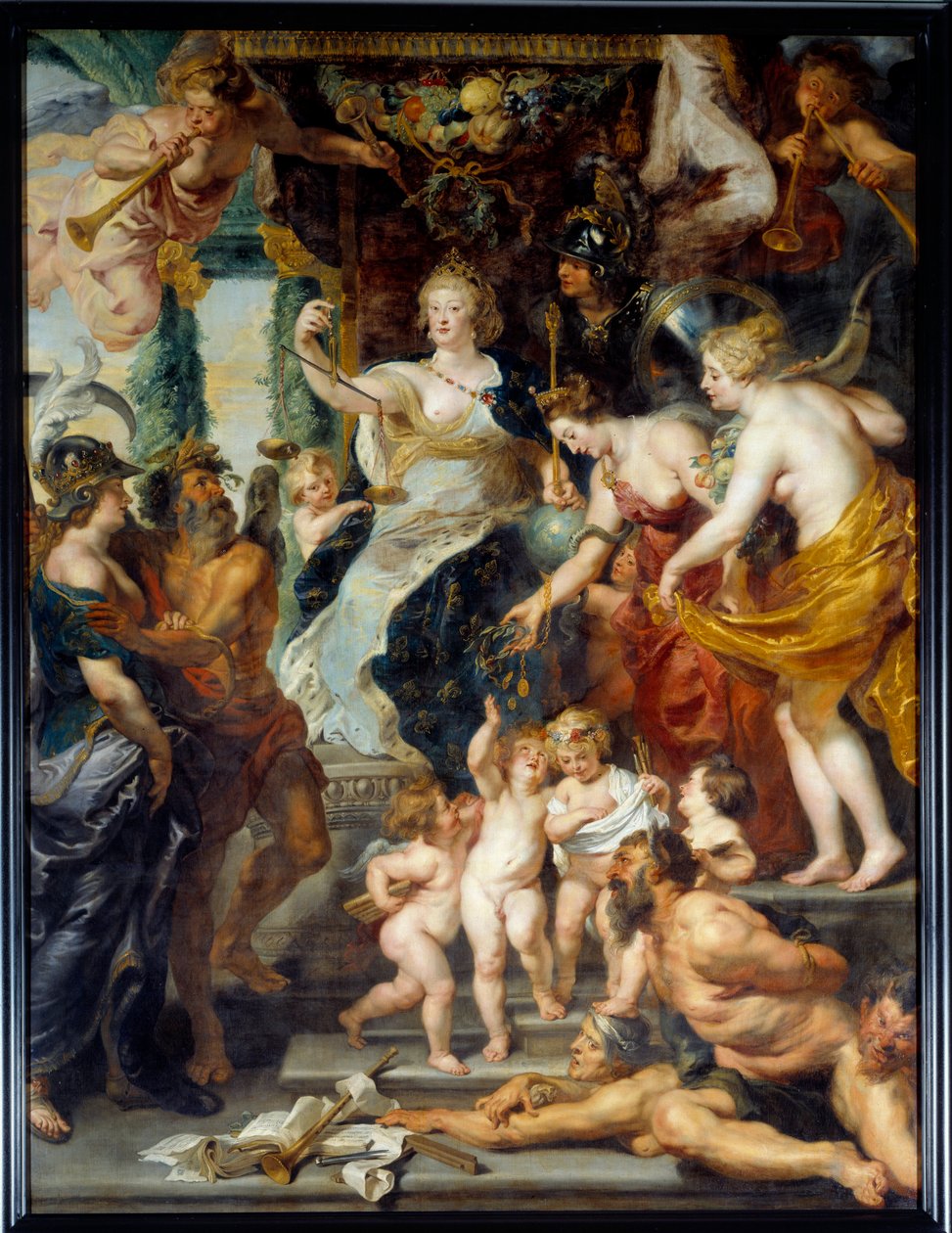Felicity regencji Reprezentacja królowej Marii Medycejskiej (Maria de Medici) (1573-1642) triumfalnie w czasach regencji. Obraz Pierre