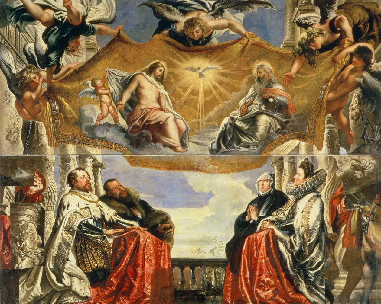 Rodzina Gonzaga w adoracji Trójcy Świętej autorstwa Peter Paul Rubens
