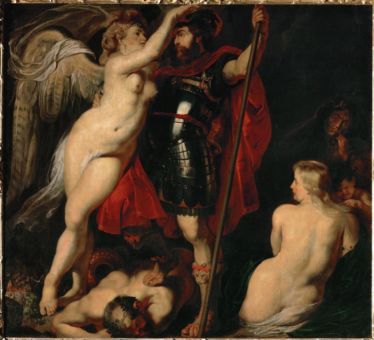 Bohater cnoty, Mars, ukoronowany przez boginię zwycięstwa (obraz na płótnie) autorstwa Peter Paul Rubens