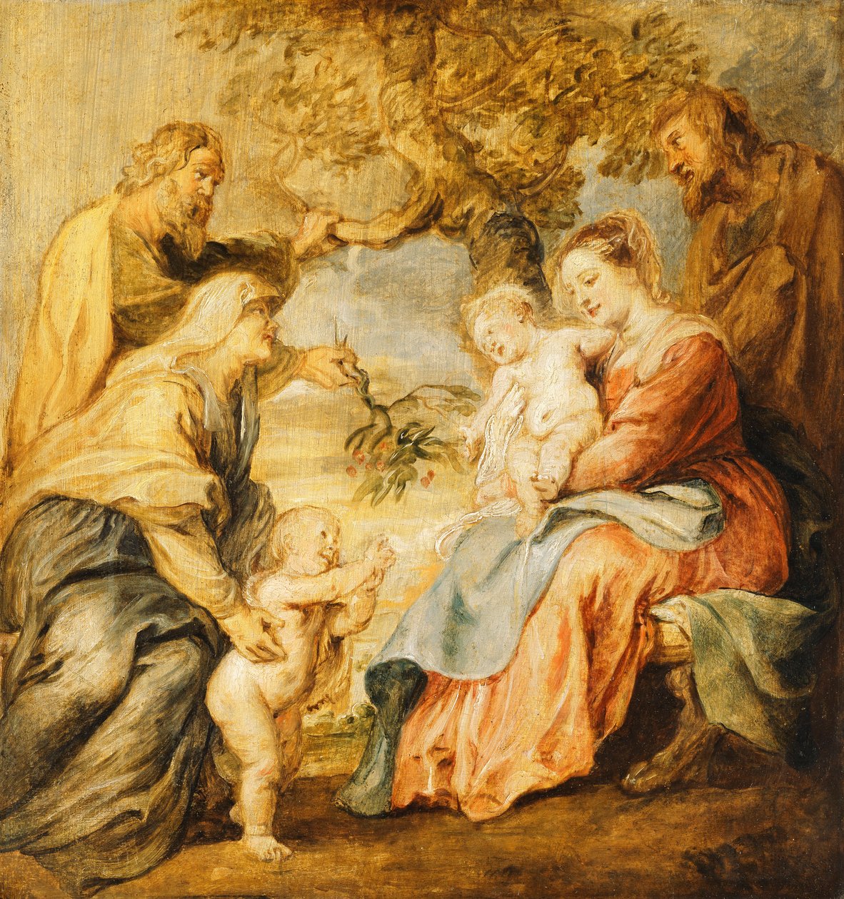 Święta Rodzina nawiedzana przez św. Elżbietę, Zachariasza i Dzieciątko św. Jana Chrzciciela, autorstwa Peter Paul Rubens