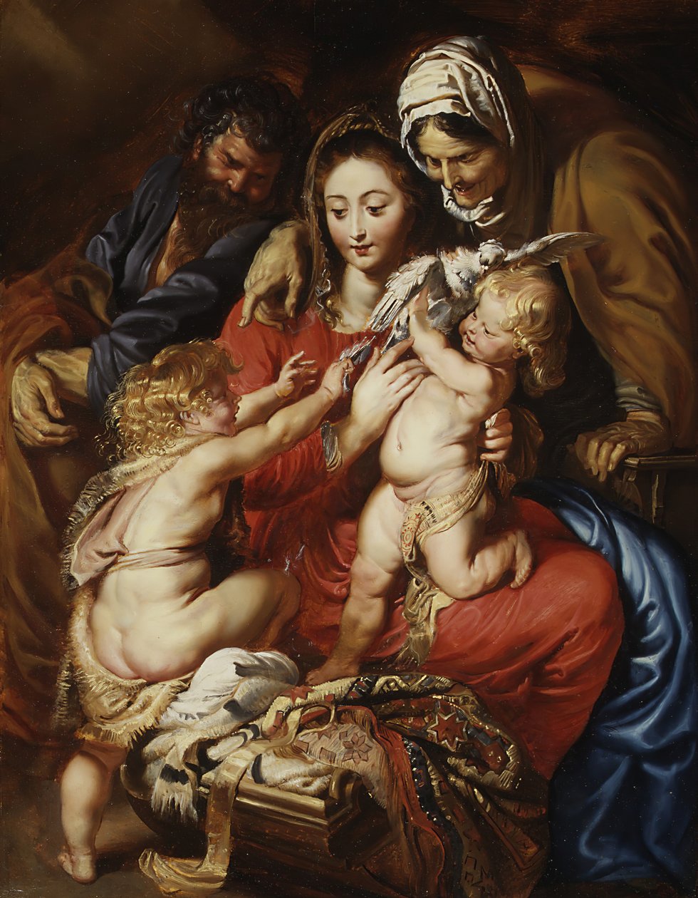 Święta Rodzina ze św. Elżbietą, św. Janem i gołębicą, ca. 1608-9. autorstwa Peter Paul Rubens