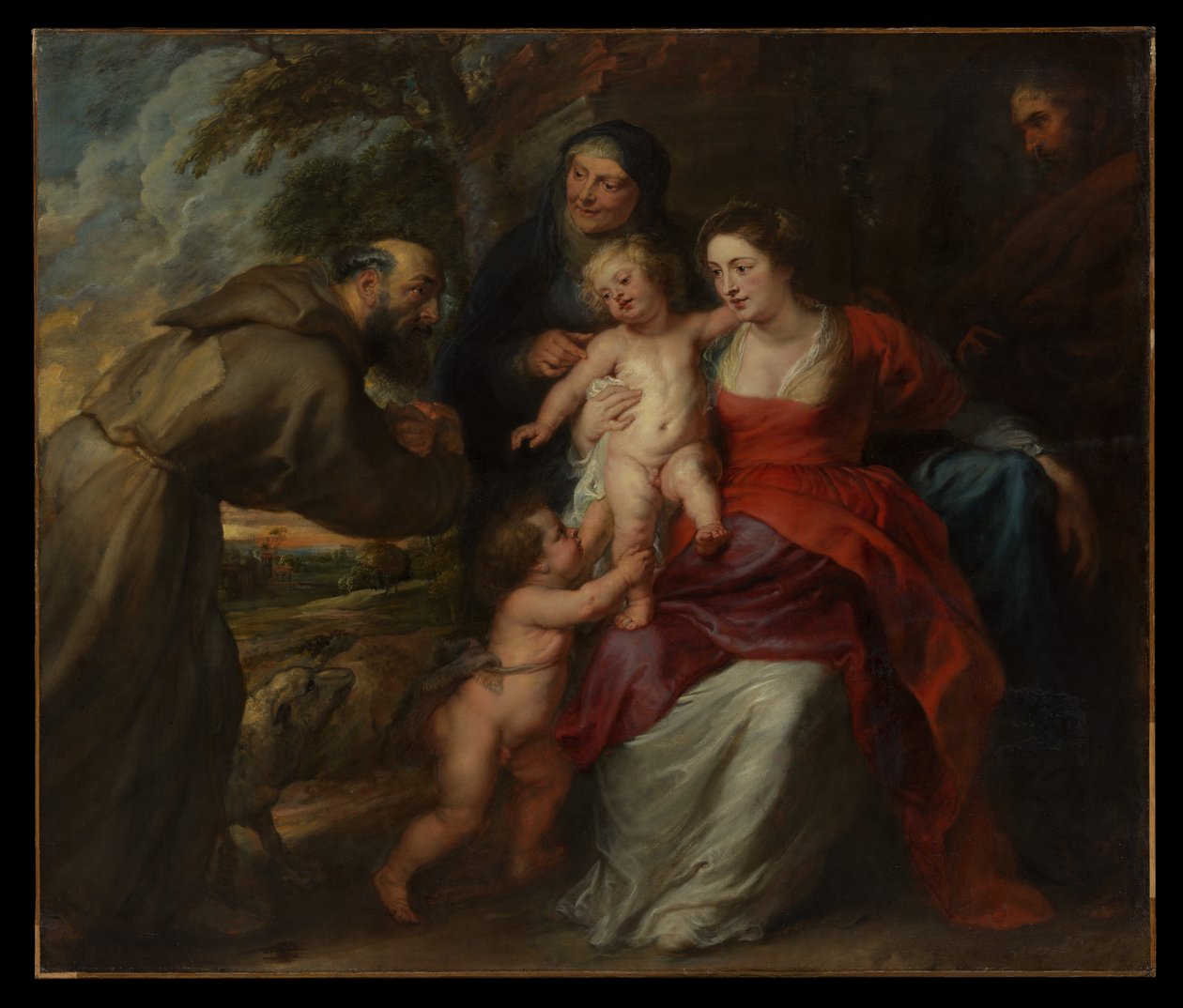 Święta Rodzina ze świętymi Franciszkiem i Anną oraz dzieciątkiem, świętym Janem Chrzcicielem autorstwa Peter Paul Rubens