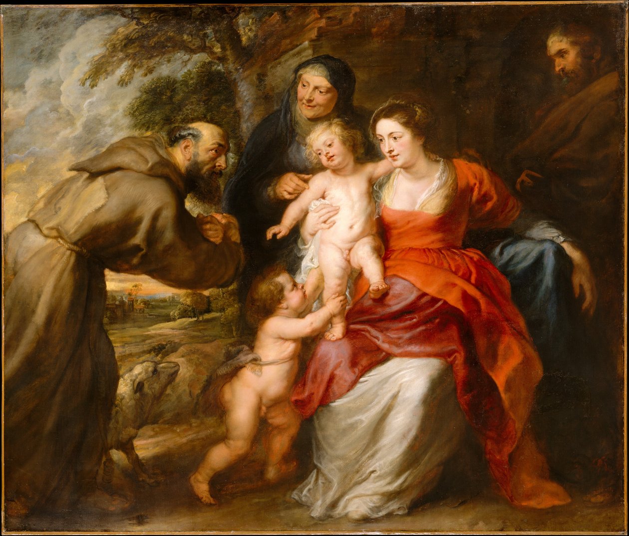 Święta Rodzina ze świętymi Franciszkiem i Anną i Dzieciątkiem Św. Jan Chrzciciel, ok. 1635 (olej na płótnie) autorstwa Peter Paul Rubens