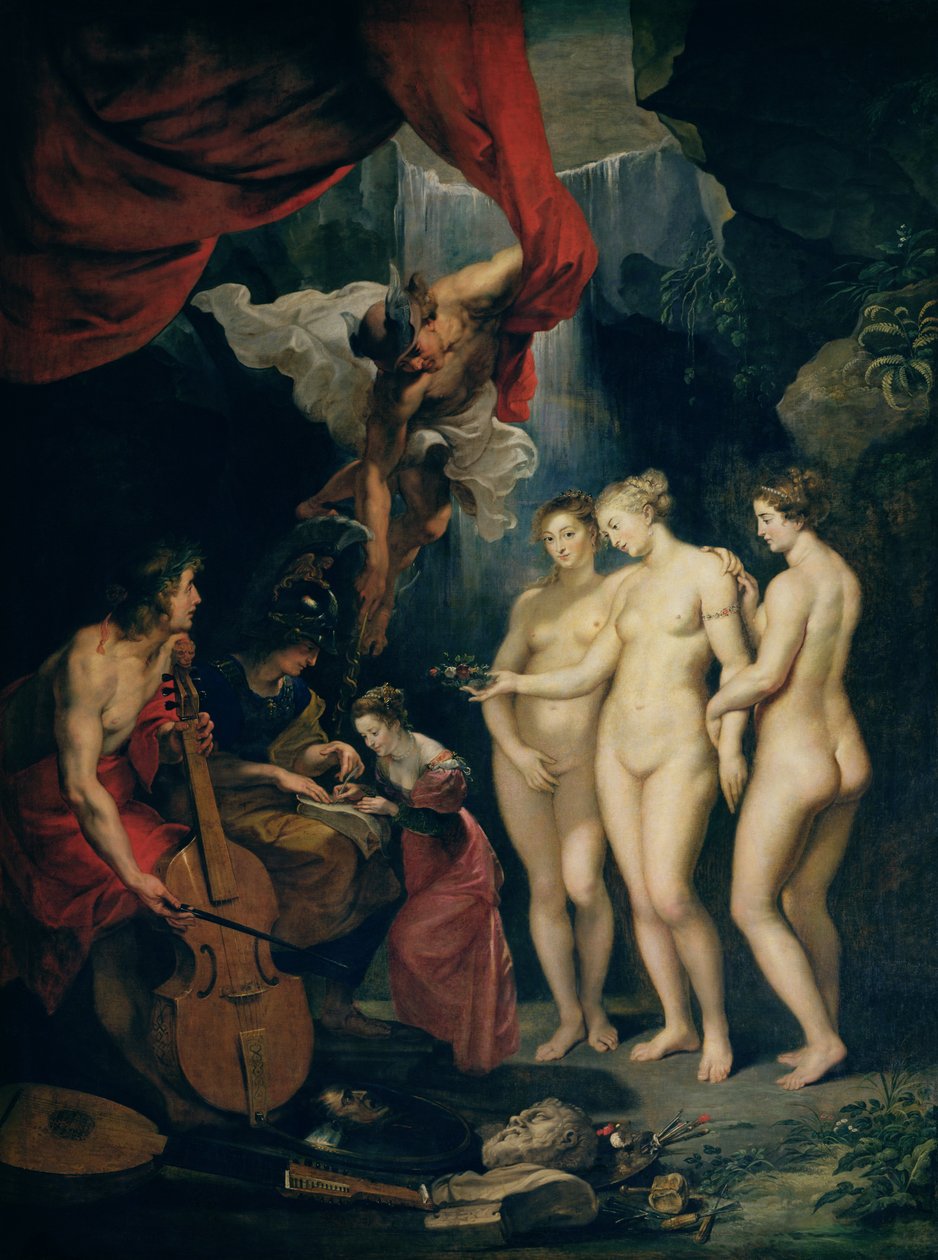Cykl Medici: Edukacja Marie de Medici (1573-1642) 1621-25 (olej na płótnie) autorstwa Peter Paul Rubens