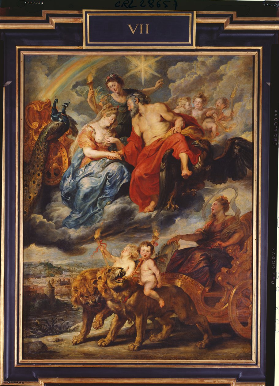 Cykl Medyceuszy: Spotkanie Henryka IV (1553-1610) i Marii de Medici (1573-1642) w Lyonie 9 września 1600, 1621-25 autorstwa Peter Paul Rubens