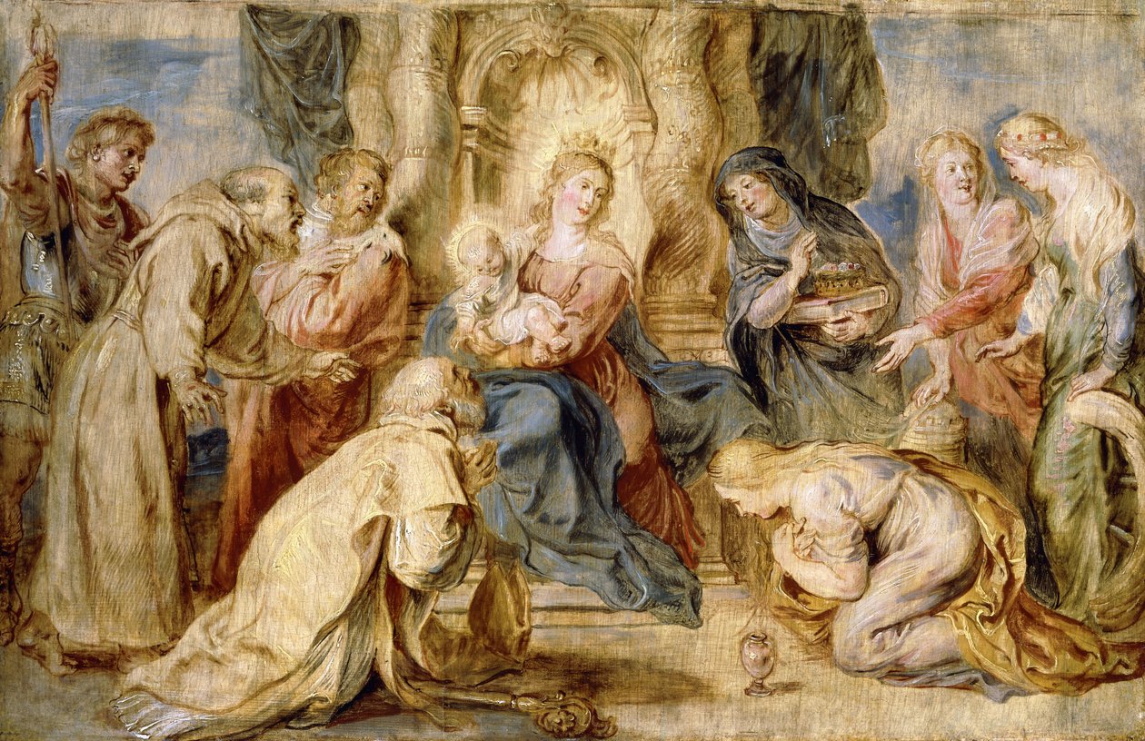 Dziewica z Dzieciątkiem na tronie adorowana przez ośmiu świętych, autorstwa Peter Paul Rubens