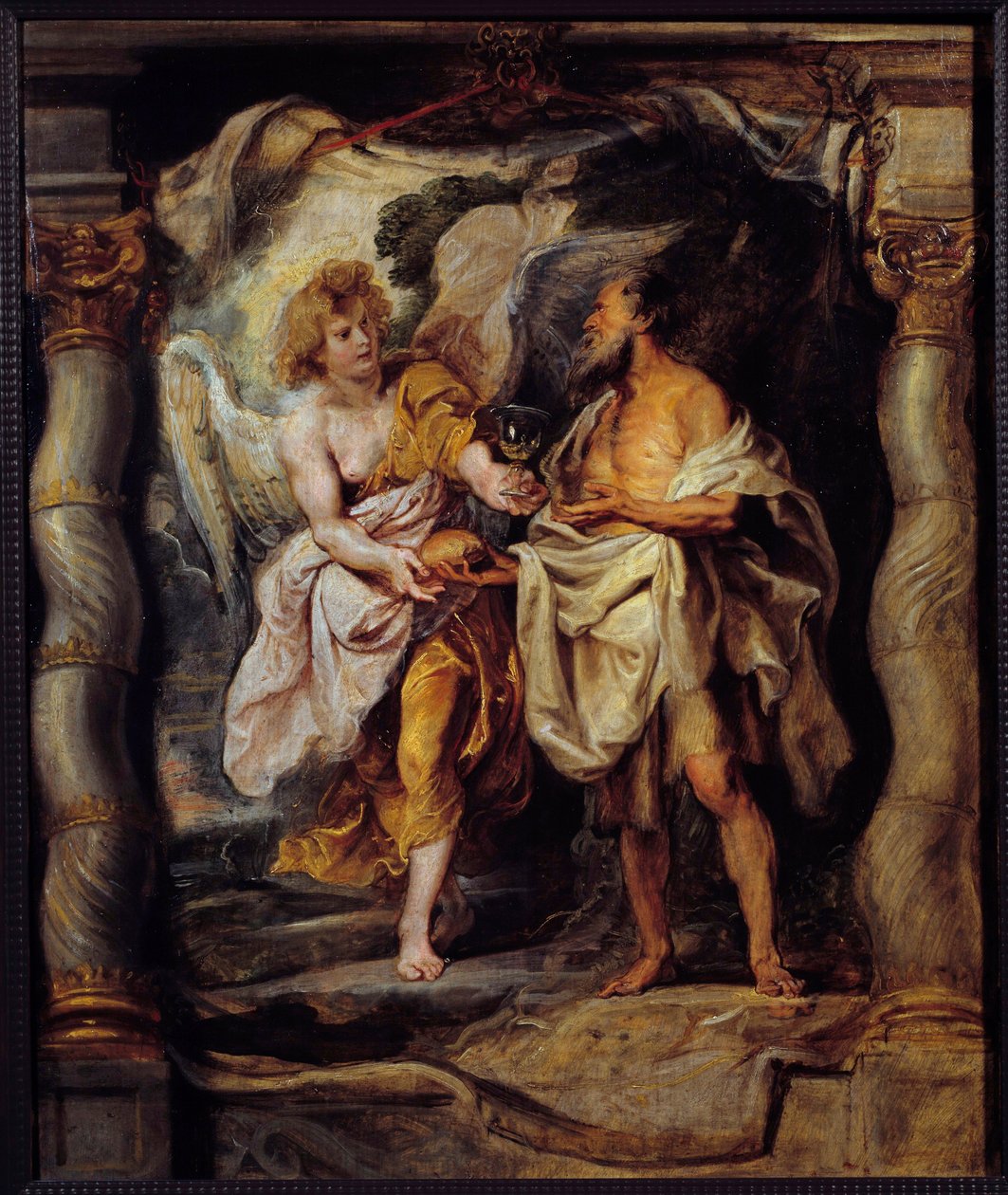 Prorok Eliasz otrzymuje chleb i wodę od anioła Obraz Pierre Paul (Pierre-Paul) Rubens (lub Peter Paul lub Petrus Paulus) (1577-1640) XVII w. Niedz. 0,53x0,63 m Bayonne, Muzeum Bonnat autorstwa Peter Paul Rubens