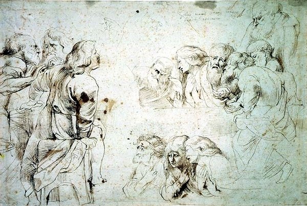 Trzy grupy apostołów podczas Ostatniej Wieczerzy (rysunek) autorstwa Peter Paul Rubens