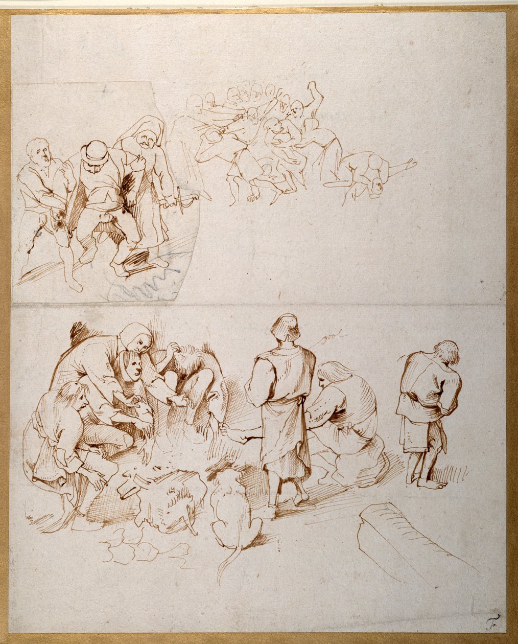 Trzy sceny chłopskie (pióro i atrament na papierze) autorstwa Peter Paul Rubens