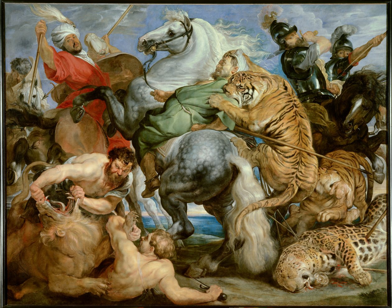 Polowanie na tygrysy. Obraz Peter Paul (Peter Paul) Rubens (lub Peter Paul lub Petrus Paulus) (1577-1640)) Ec. Flam, ok. 1616. Olej na płótnie. Słońce: 2,56 x 3,24m. Rennes, Muzeum Sztuk Pięknych — Polowanie na Tygrysa. Obraz Petera Paula Rubensa (lub Petr autorstwa Peter Paul Rubens