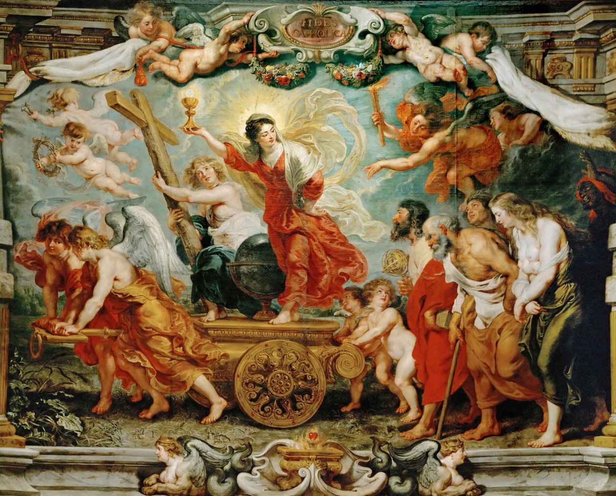 Triumf wiary. Alegoria zwycięstwa wiary katolickiej nad reformacją. autorstwa Peter Paul Rubens